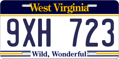 WV license plate 9XH723