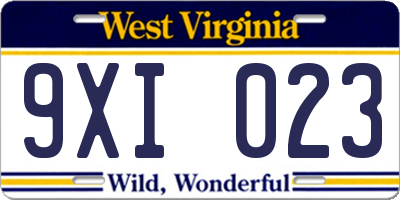 WV license plate 9XI023