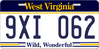 WV license plate 9XI062