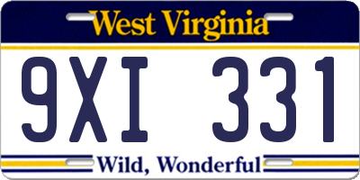 WV license plate 9XI331