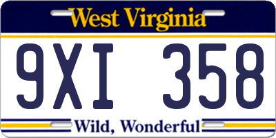 WV license plate 9XI358