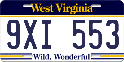 WV license plate 9XI553