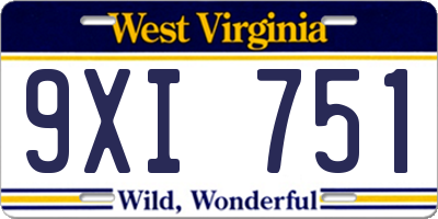 WV license plate 9XI751