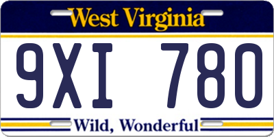 WV license plate 9XI780