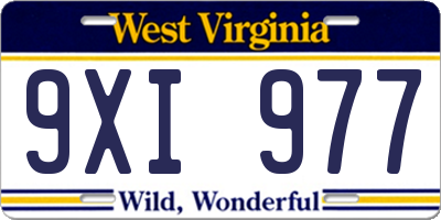 WV license plate 9XI977