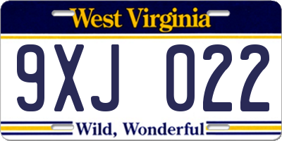 WV license plate 9XJ022