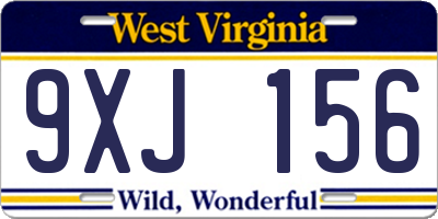 WV license plate 9XJ156