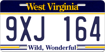 WV license plate 9XJ164