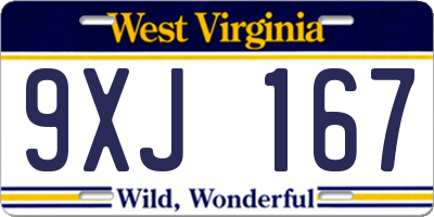 WV license plate 9XJ167
