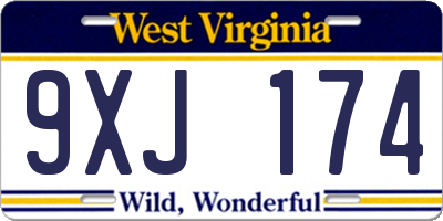WV license plate 9XJ174