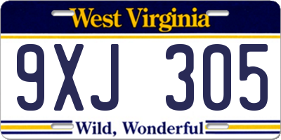 WV license plate 9XJ305