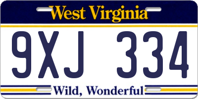 WV license plate 9XJ334