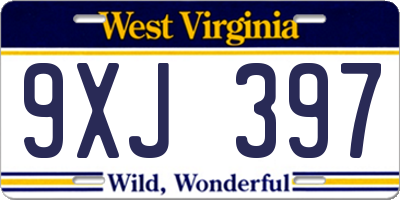 WV license plate 9XJ397
