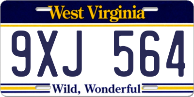 WV license plate 9XJ564