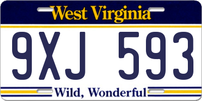 WV license plate 9XJ593