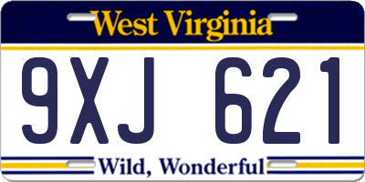 WV license plate 9XJ621