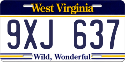 WV license plate 9XJ637