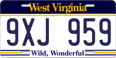 WV license plate 9XJ959