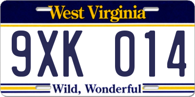 WV license plate 9XK014