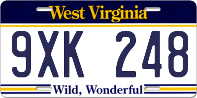 WV license plate 9XK248