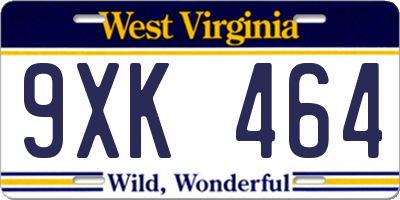 WV license plate 9XK464