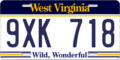 WV license plate 9XK718