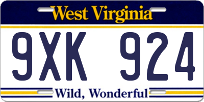 WV license plate 9XK924