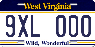 WV license plate 9XL000