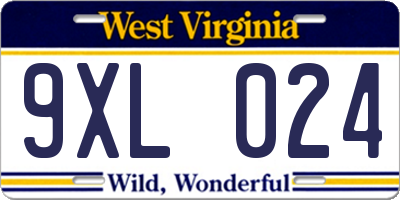 WV license plate 9XL024