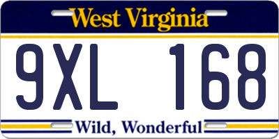 WV license plate 9XL168