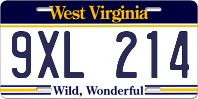 WV license plate 9XL214