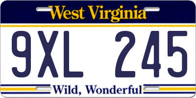 WV license plate 9XL245