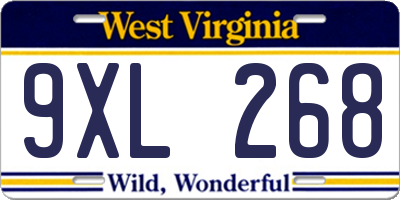 WV license plate 9XL268