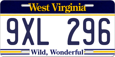 WV license plate 9XL296