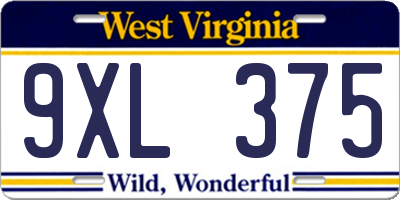 WV license plate 9XL375
