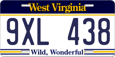 WV license plate 9XL438