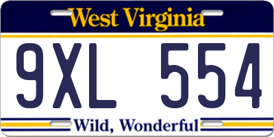WV license plate 9XL554