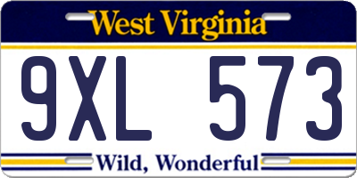 WV license plate 9XL573