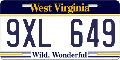 WV license plate 9XL649