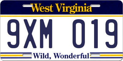 WV license plate 9XM019