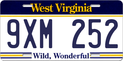 WV license plate 9XM252