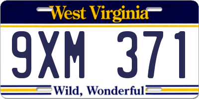 WV license plate 9XM371