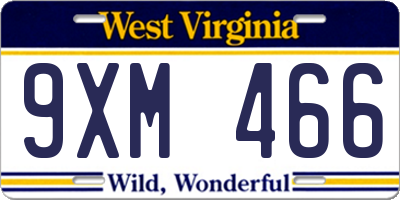 WV license plate 9XM466