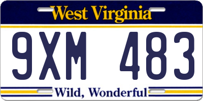 WV license plate 9XM483