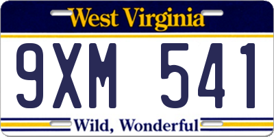 WV license plate 9XM541