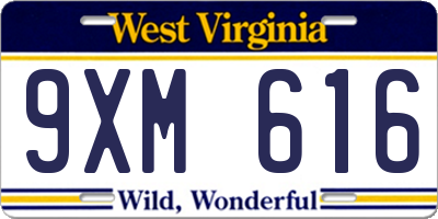 WV license plate 9XM616