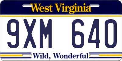 WV license plate 9XM640