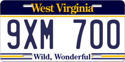 WV license plate 9XM700