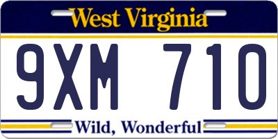 WV license plate 9XM710