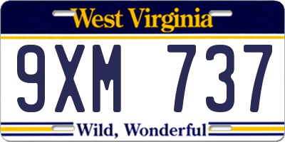 WV license plate 9XM737